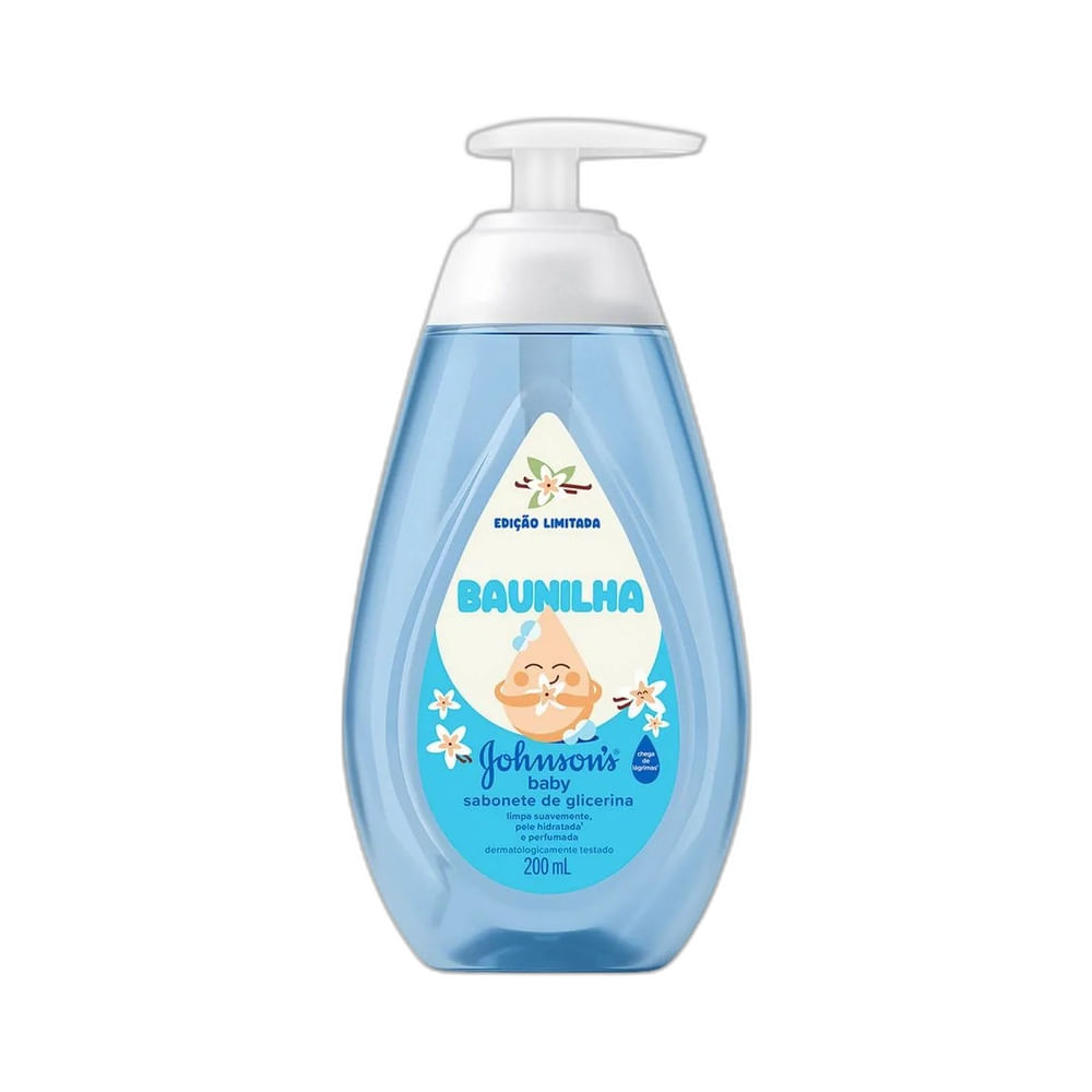 Frasco frontal do Sabonete Líquido Johnson’s Baby Glicerina Baunilha 200ml